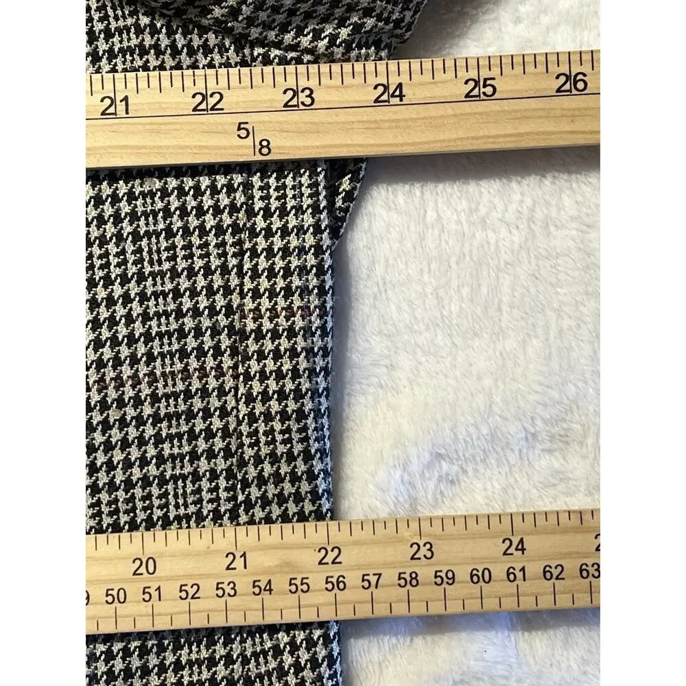 Stafford Mens 46R Black Beige Burgundy Houndstooth Plaid Blazer Sport Jacket - Picture 13 of 16